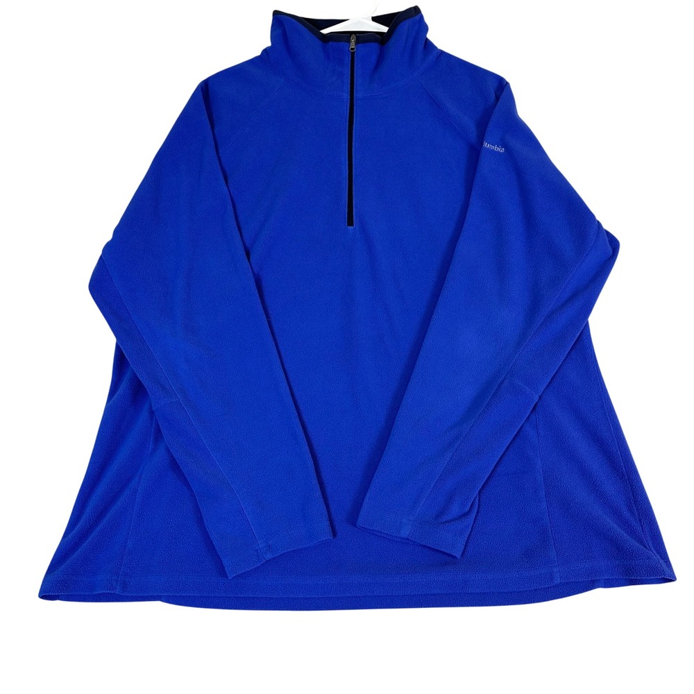 Columbia Mens 2X Royal Blue Fleece Quarter Zip Pullover Mock Neck Sweater